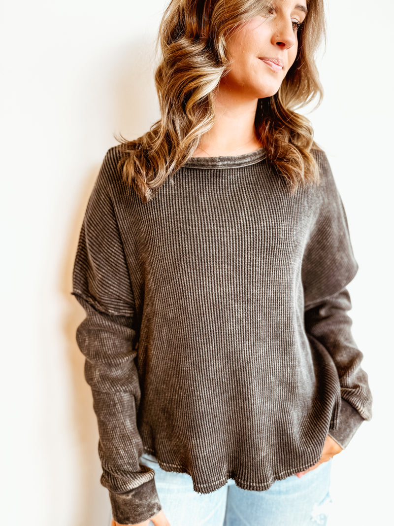 Riley Mineral Wash Waffle Knit Top