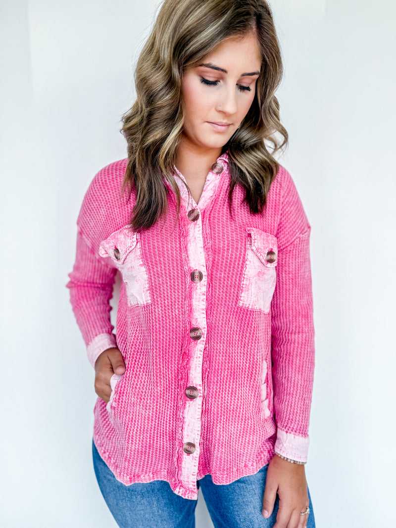 Fuschia Waffle Knit Shacket