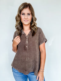 Ally Henley Gauze Top Two Colors!