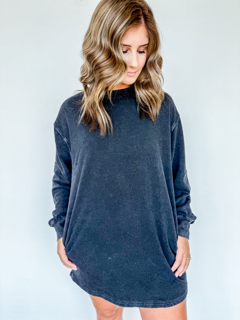 Mineral Wash Sweatshirt Dress Three Colors!