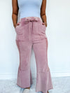 Mauve Flared Mineral Wash Bottoms