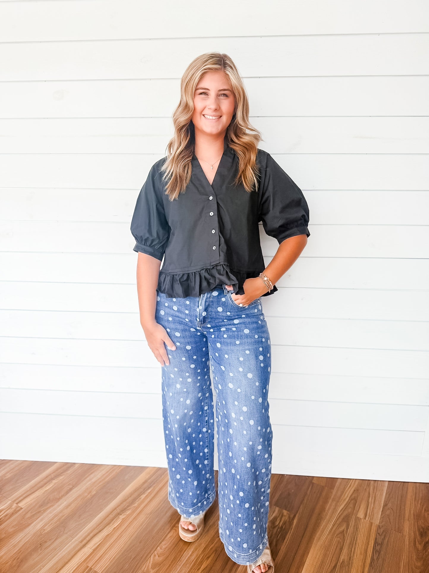 Confetti Dot Wide Leg Jeans