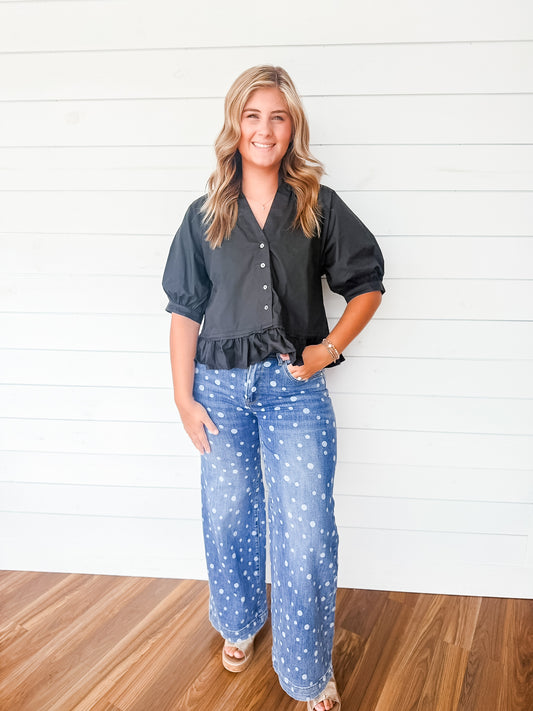 Confetti Dot Wide Leg Jeans