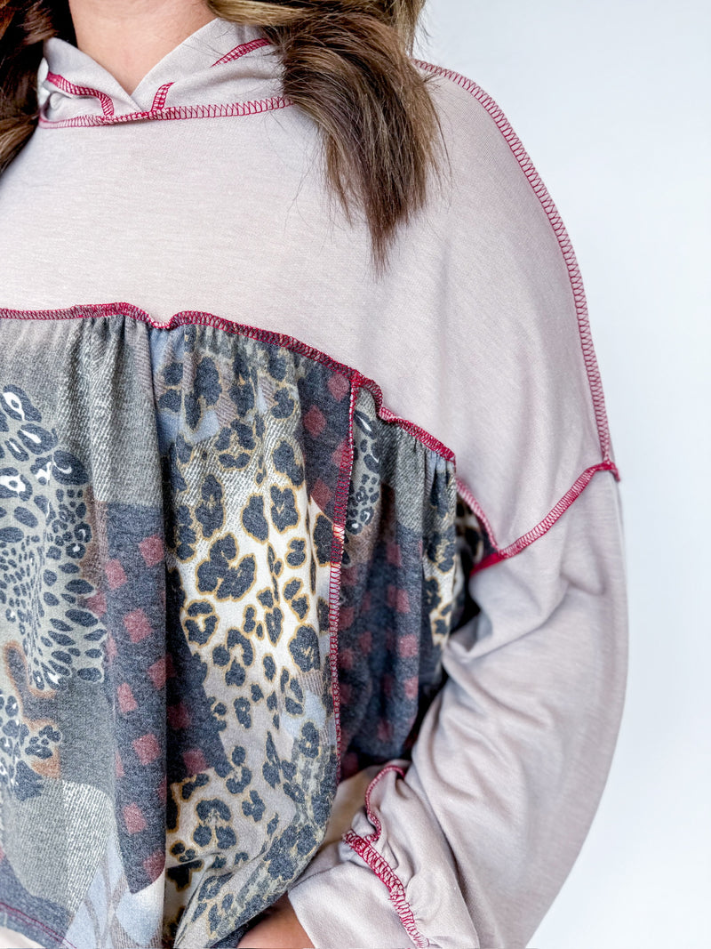 Cozy Patchwork Hoodie Top