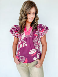 Plum Paisley Top