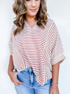 Stripe & Flirt Ruffle Top Two Colors!
