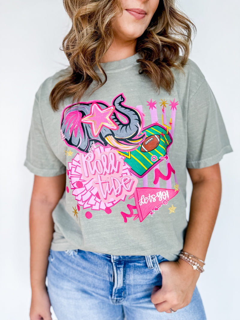 Pink Preppy Roll Tide Short Sleeve Shirt