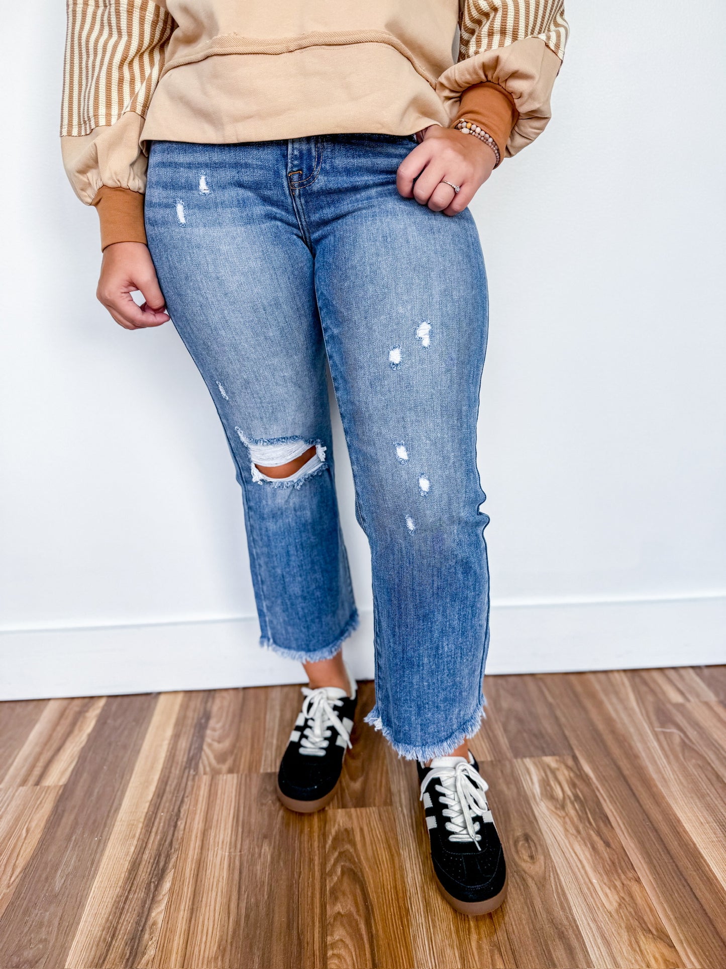 Jewel Risen Bootcut Frayed Denim
