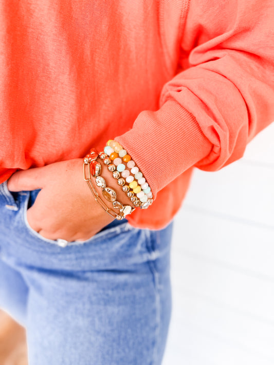 Multi Pastel Crystal Beaded Bracelet: YLMT
