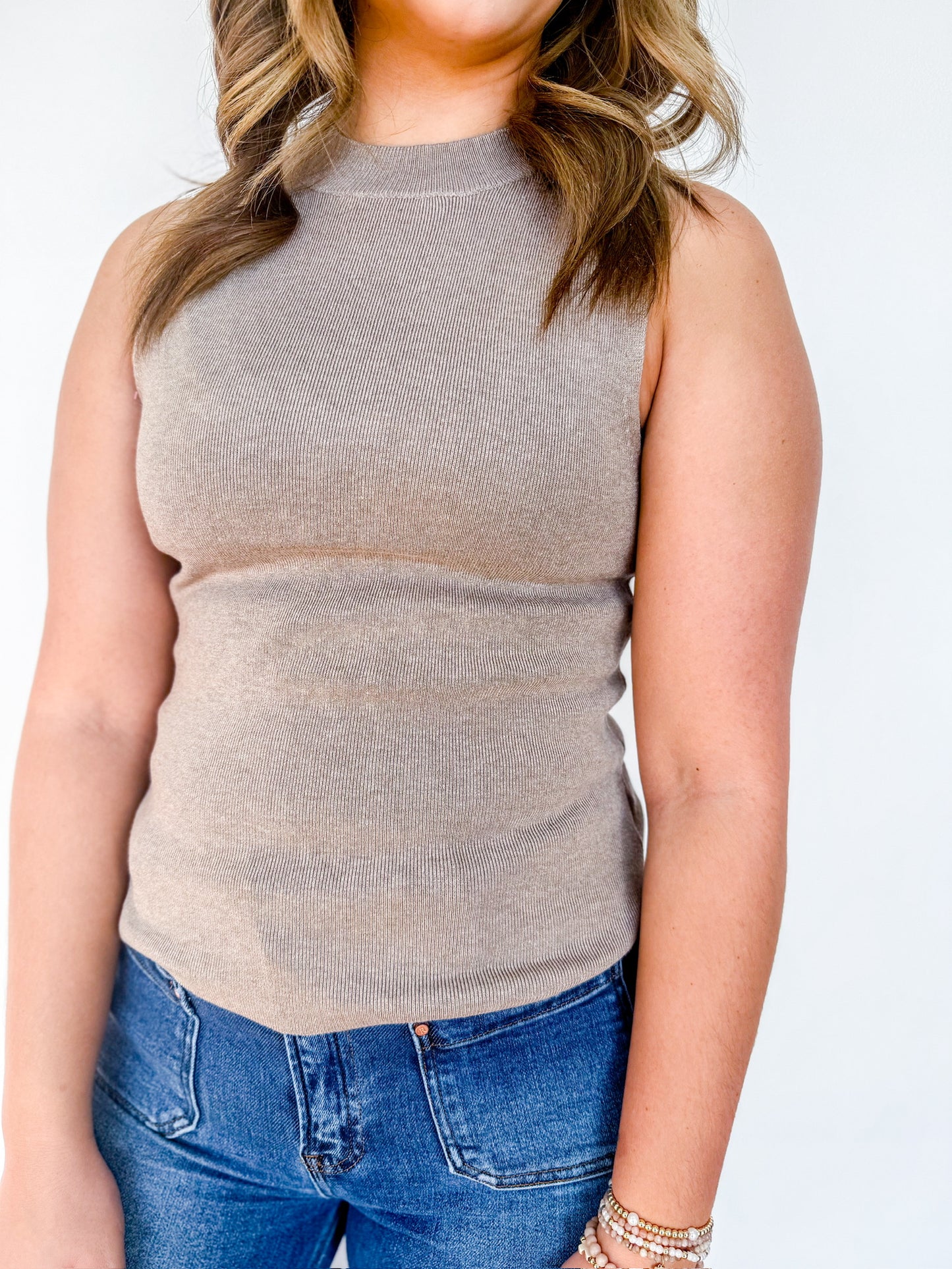 Chic Mock Neck Knit Tank