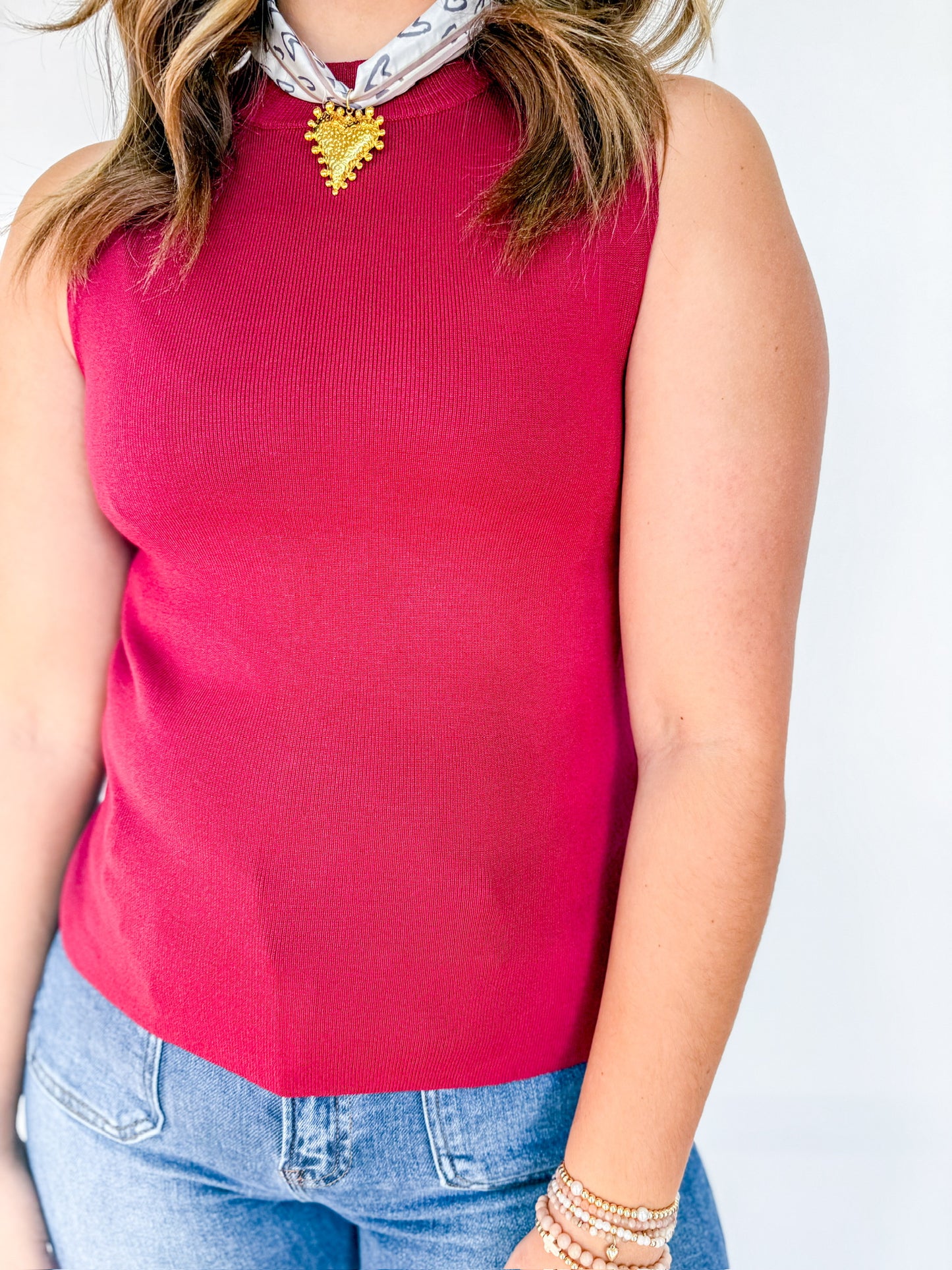 Chic Mock Neck Knit Tank