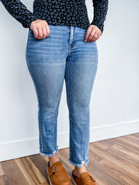 Lovervet High Rise Frayed Hem Crop Flare Jeans
