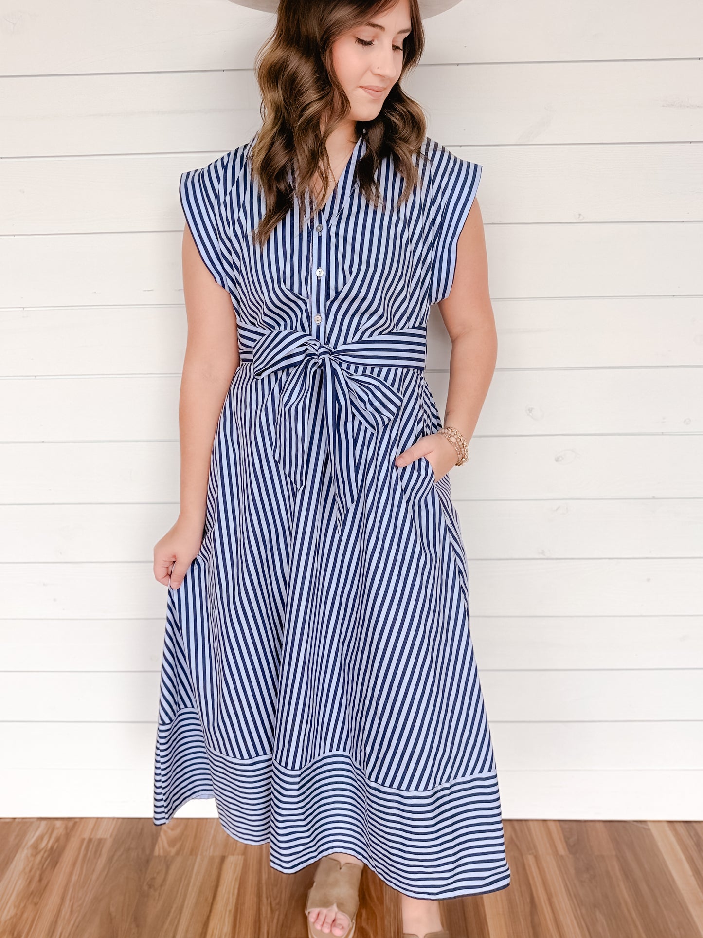 Sea Striped Midi Dress