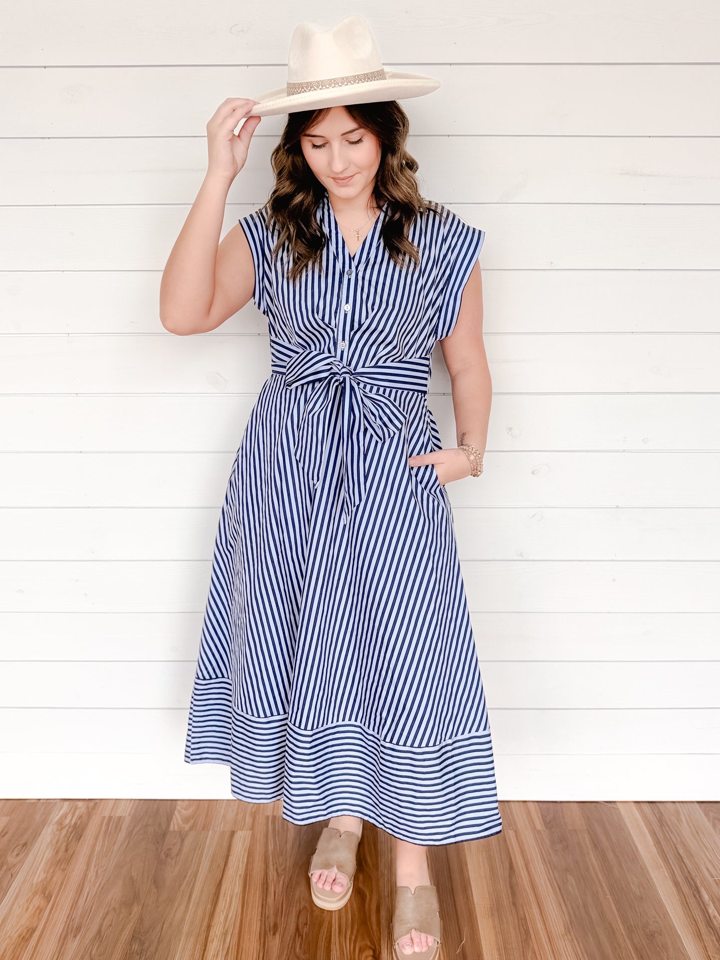 Sea Striped Midi Dress