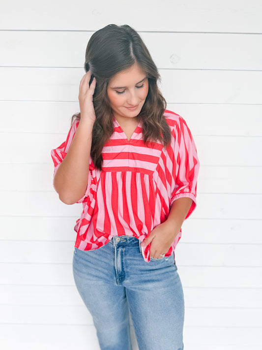 Blushing Striped Top