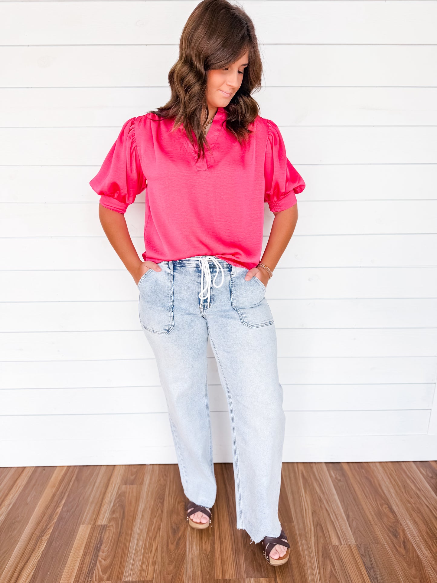 The Pink Pop Satin Top