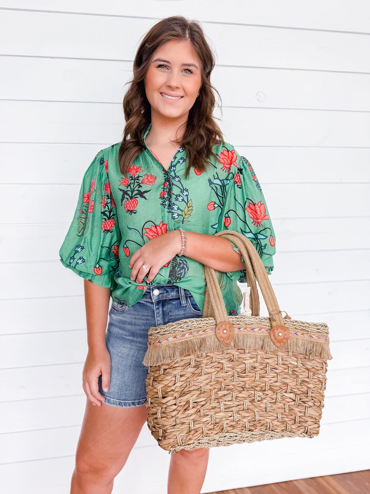 Marlee Seagrass Tote w/ Fringe & Woven Handles