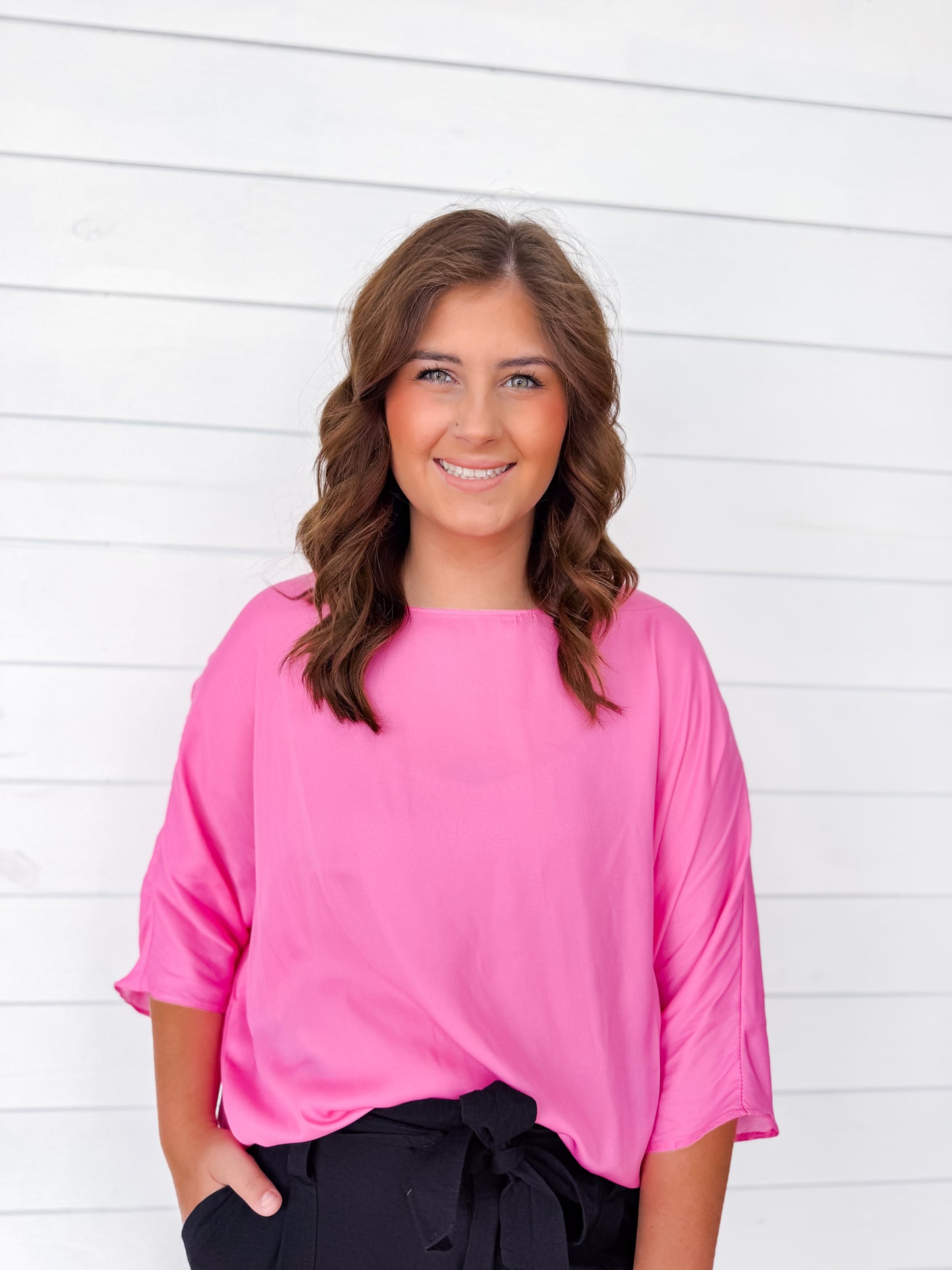 The Satin Glow Dolman Top