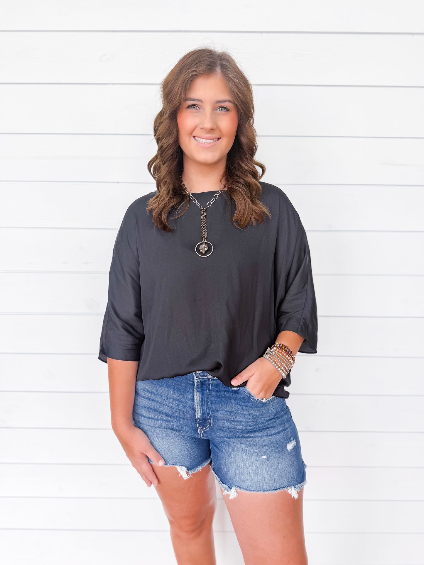 The Satin Glow Dolman Top