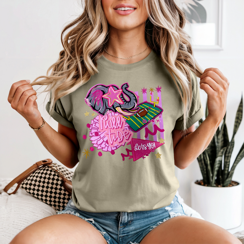 Pink Preppy Roll Tide Short Sleeve Shirt
