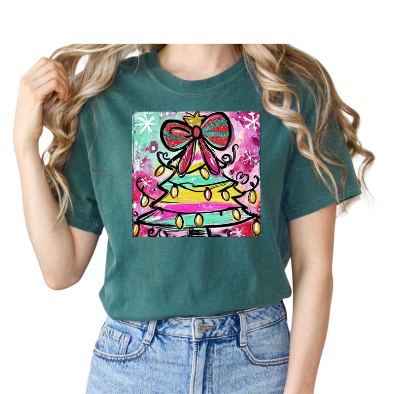 Preppy Christmas Tee Emerald Comfort Color