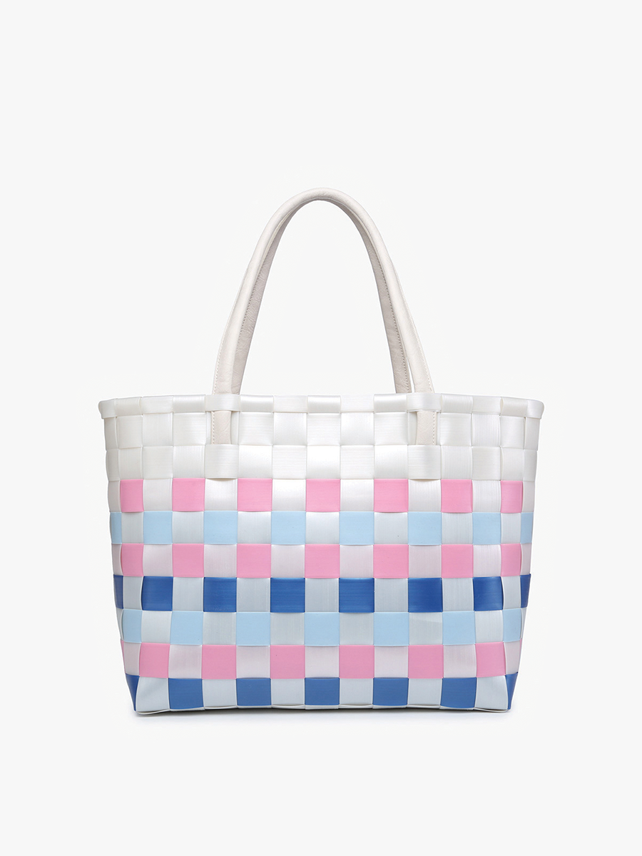 Abigail Basketweave Tote w/Vegan Leather Straps Three Colors!