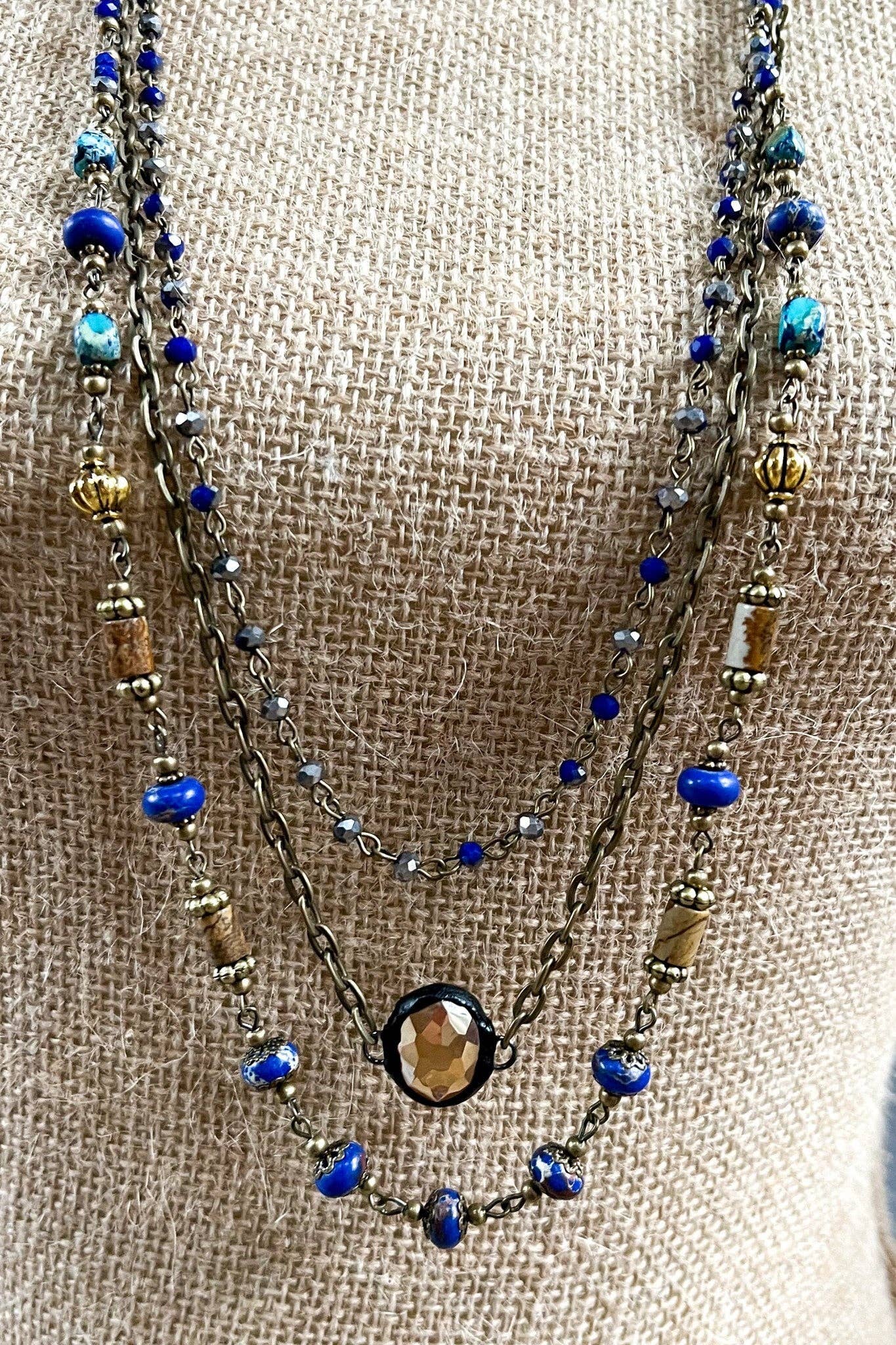 Justina Necklace: Blue