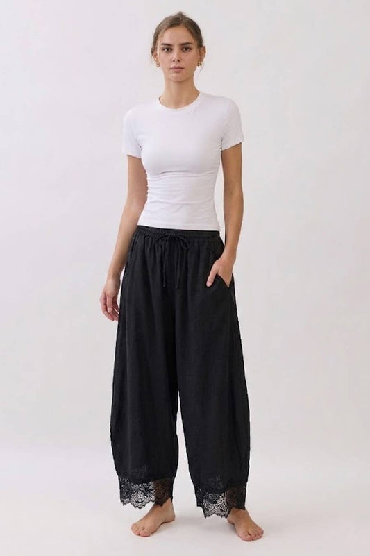 Pretty in Lace Wide Leg Pants Black or Blue