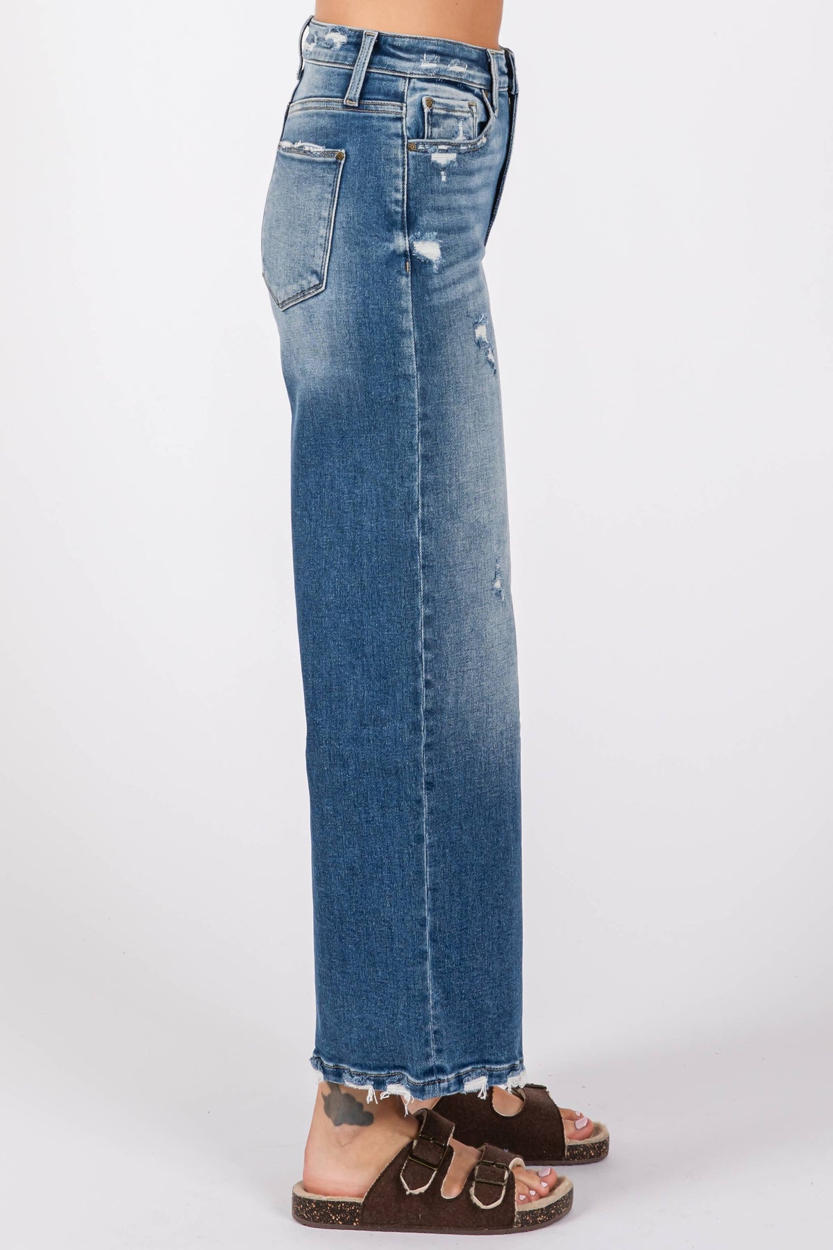 Petra High Rise Cropped Wide Leg Denim