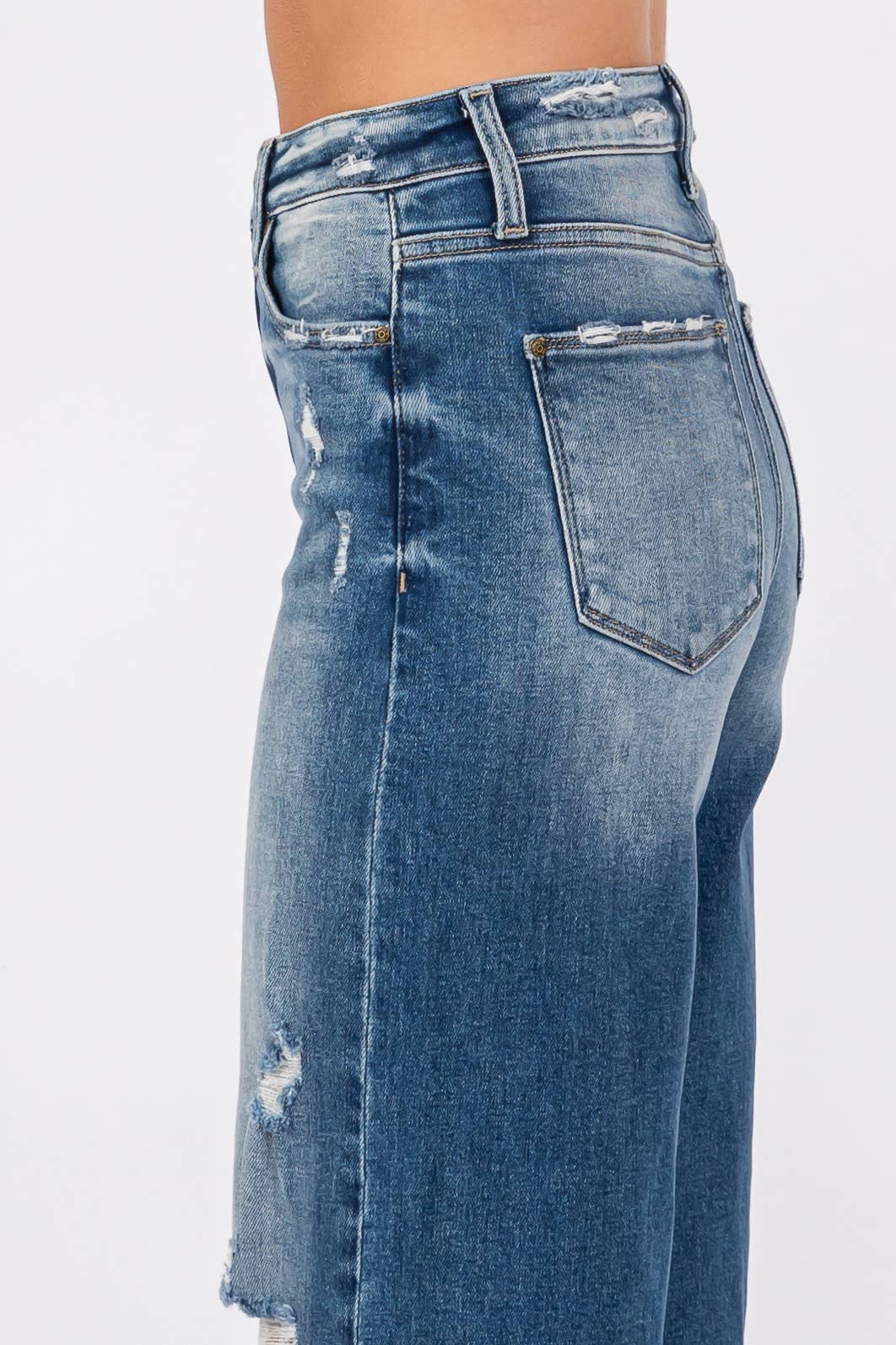 Petra High Rise Cropped Wide Leg Denim