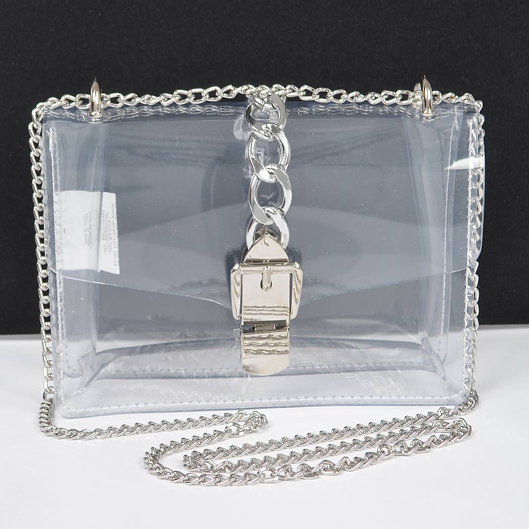 Clear Silver Stadium Crossbody Bag