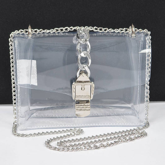 Clear Silver Stadium Crossbody Bag