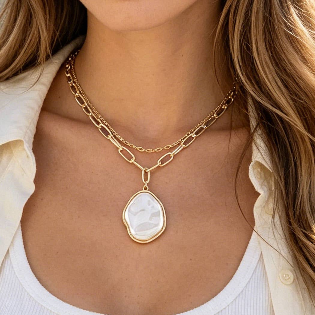 Double Stone Link Chain Necklace