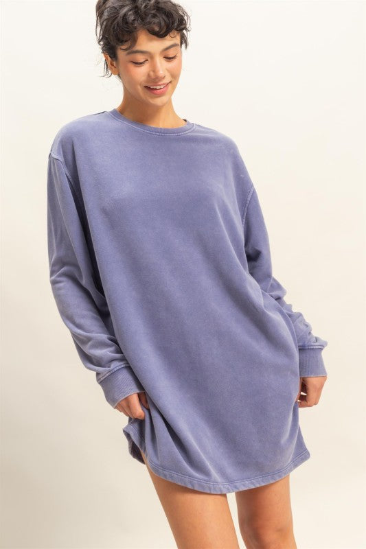 Mineral Wash Sweatshirt Dress Three Colors!