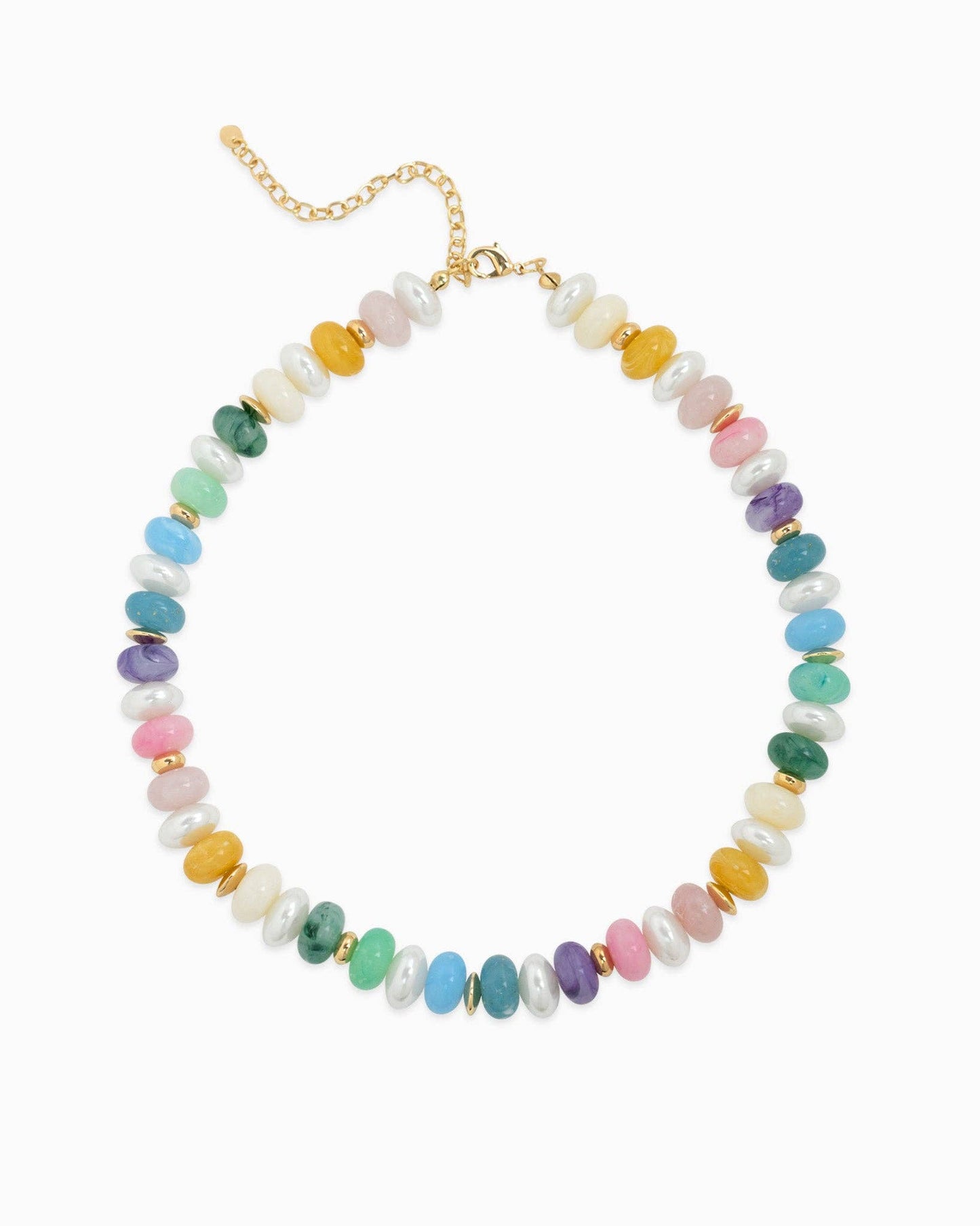 Marble Color Pearl Beaded Necklace: Light Multi
