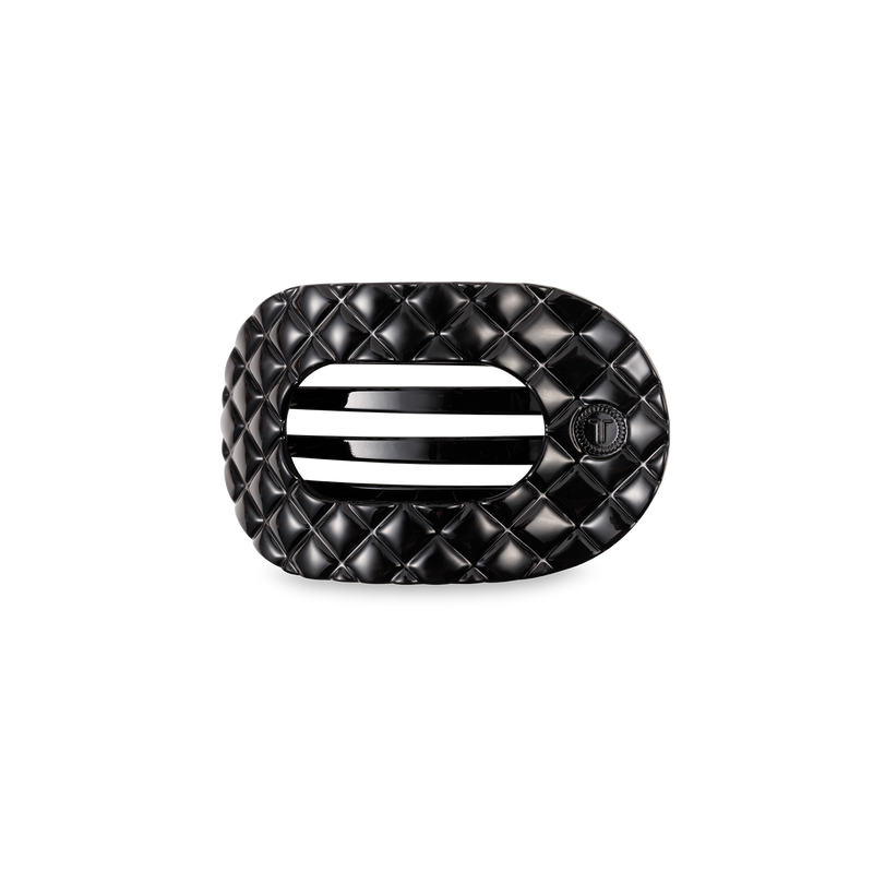 Flat Round Hair Clip | Small | Jet Black Quilted