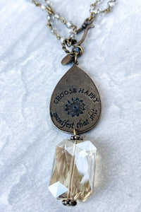 Choose Happy Necklace in Bronze