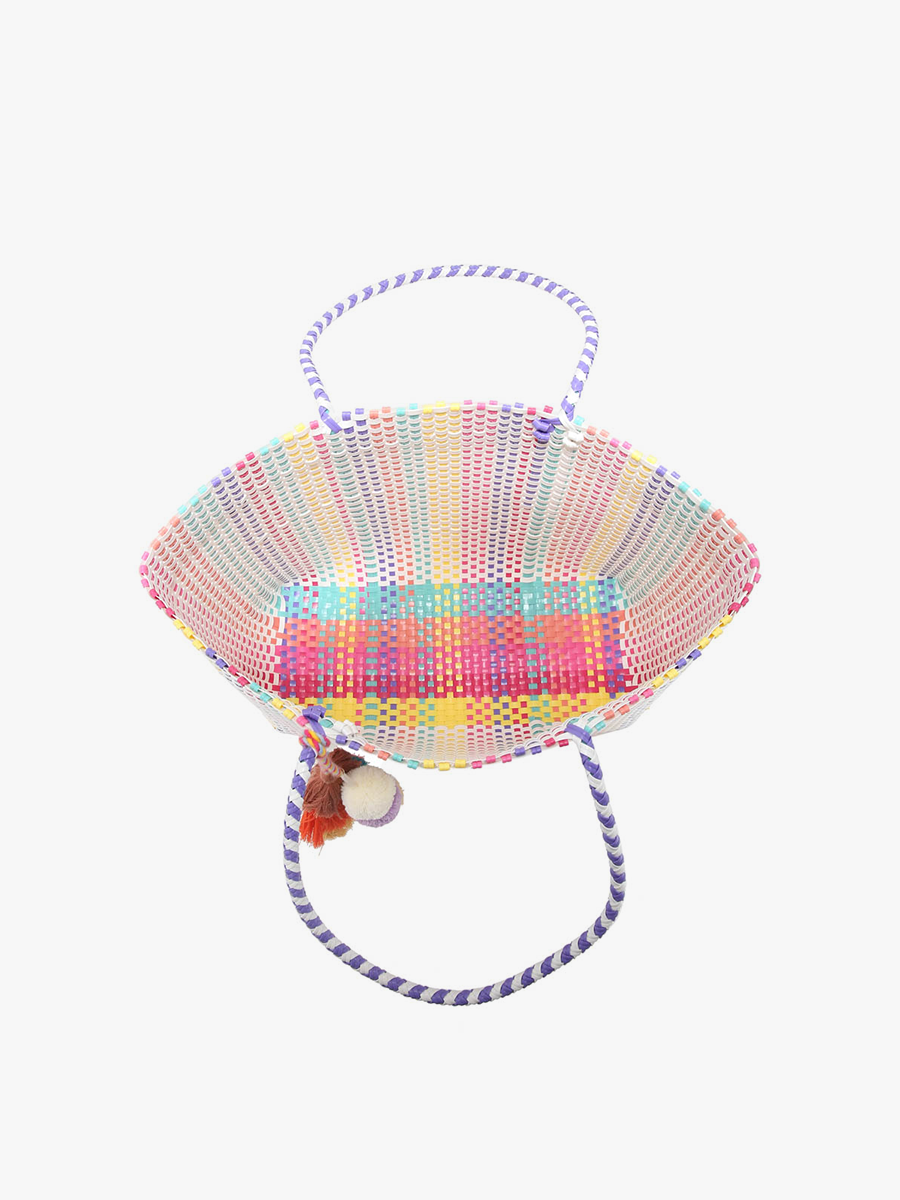 Allie XL Woven Tote w/ Pom-Poms