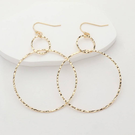 Textured Wire Open Ring Dangle Earrings