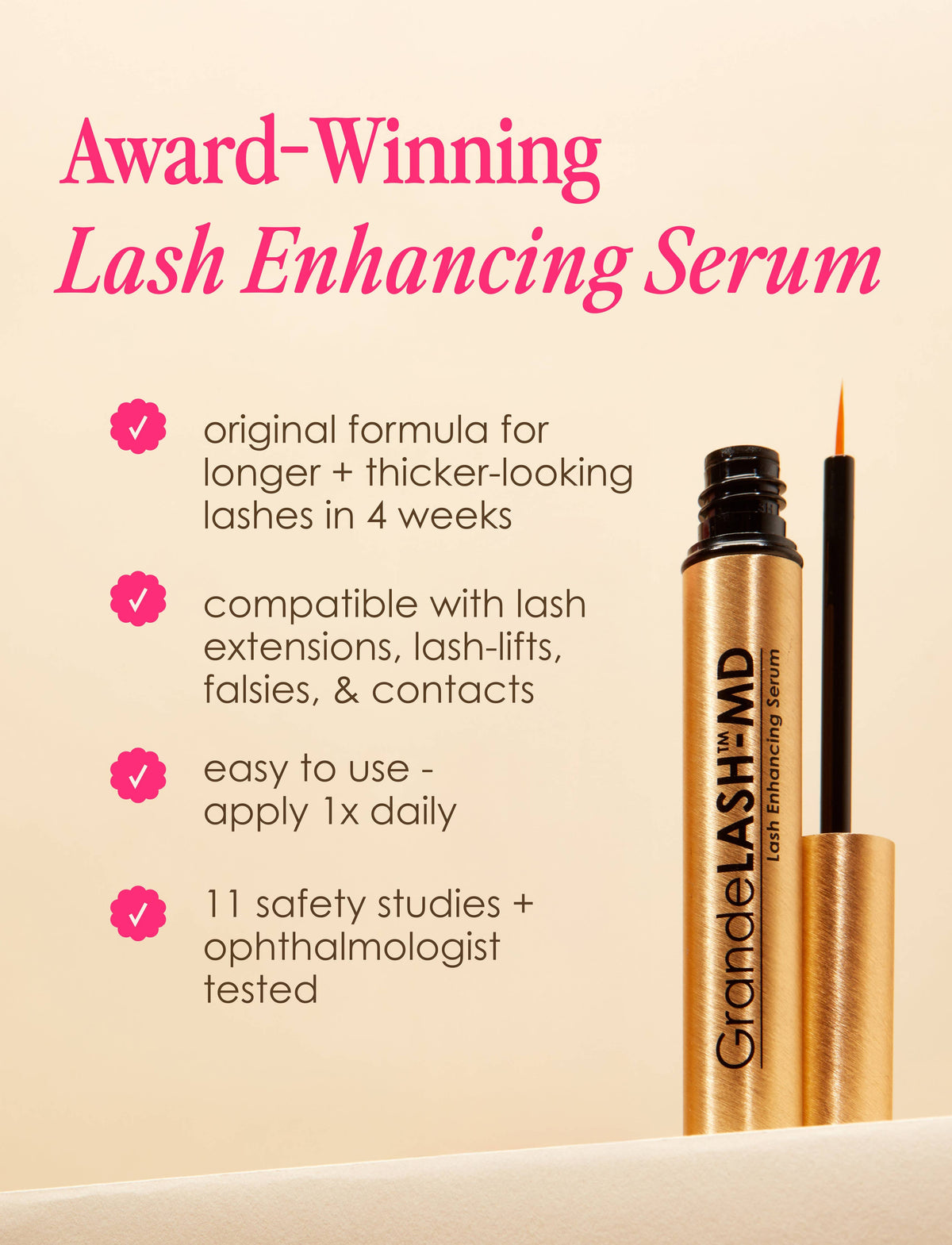 GrandeLASH-MD Lash Enhancing Serum: 1 mL (6 Week Supply)