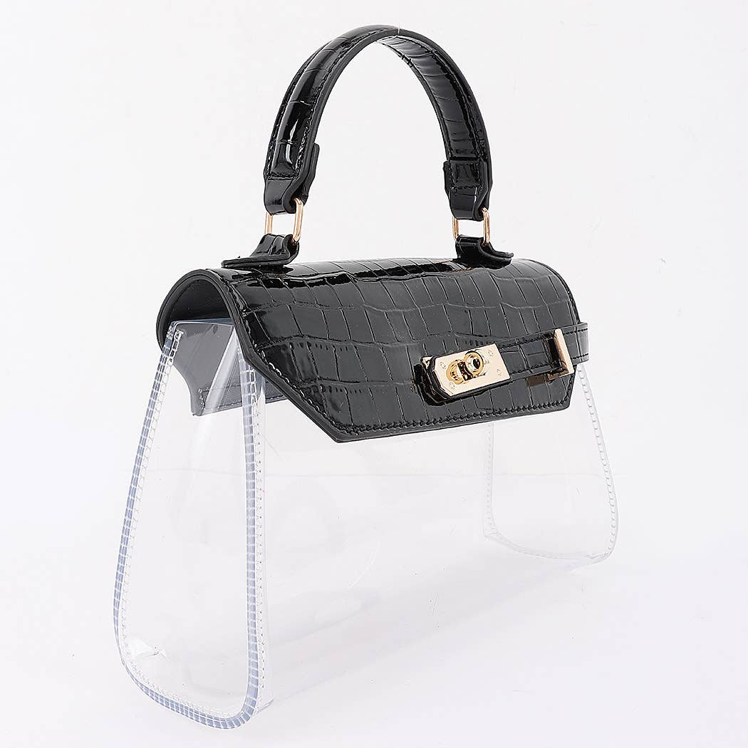 Transparent Black Top Stadium Bag