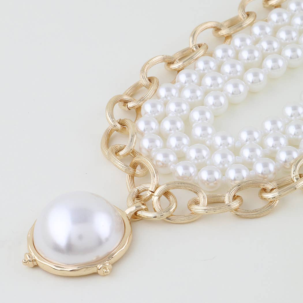 Multi Stone Beaded Link Chain Necklace: GCR