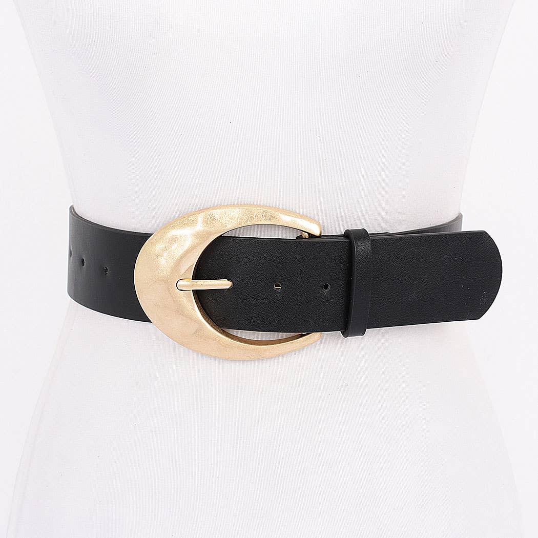 Metal Buckle PU Belt: BK