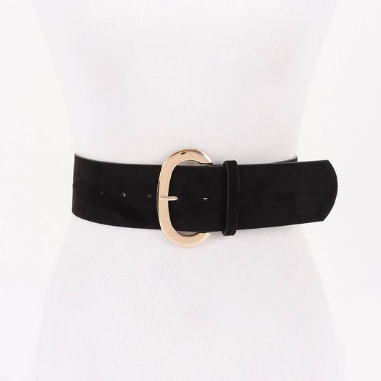 Oval Buckled Wide Belt: BK