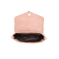 Distressed Vegan Leather Flapover Crossbody Bag with Tassel