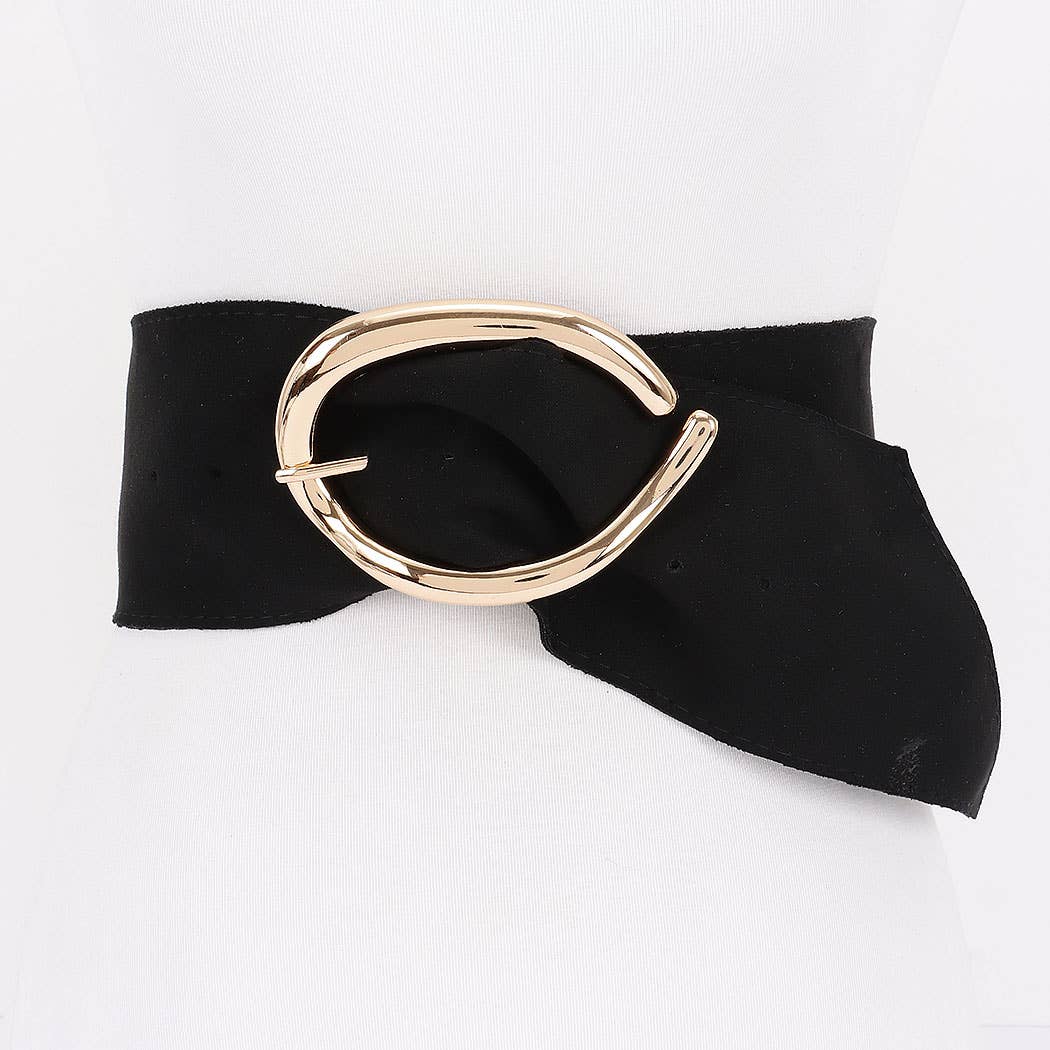 Faux Suede Metal Buckle Belt: CM
