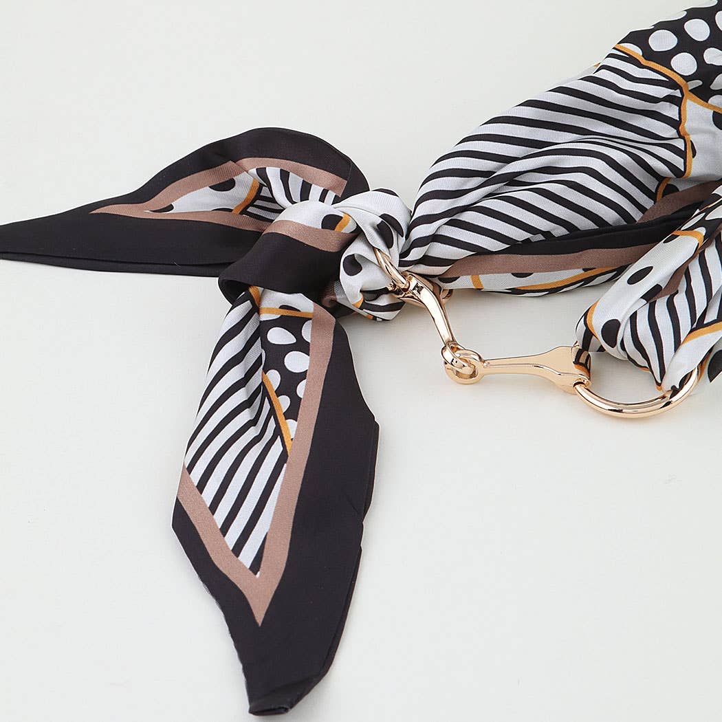 Black Retro Fabric Toggle Scarf Wrap Necklace