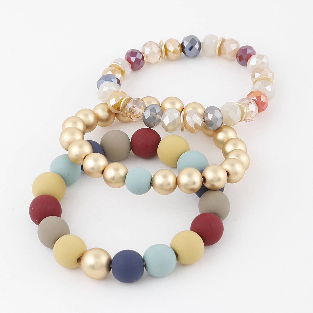Two Toned Crystal Bead Bracelet: Mustard or Multi