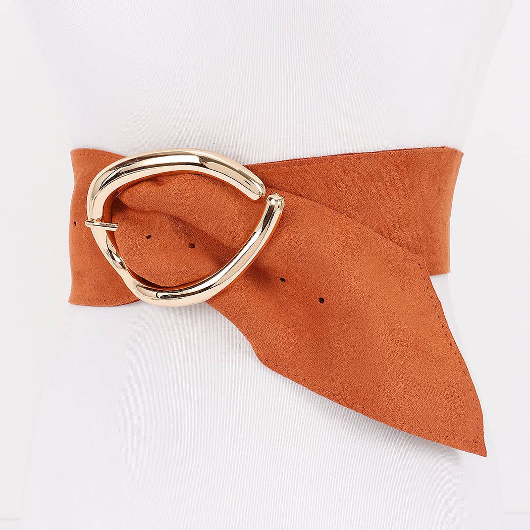 Faux Suede Metal Buckle Belt: CM
