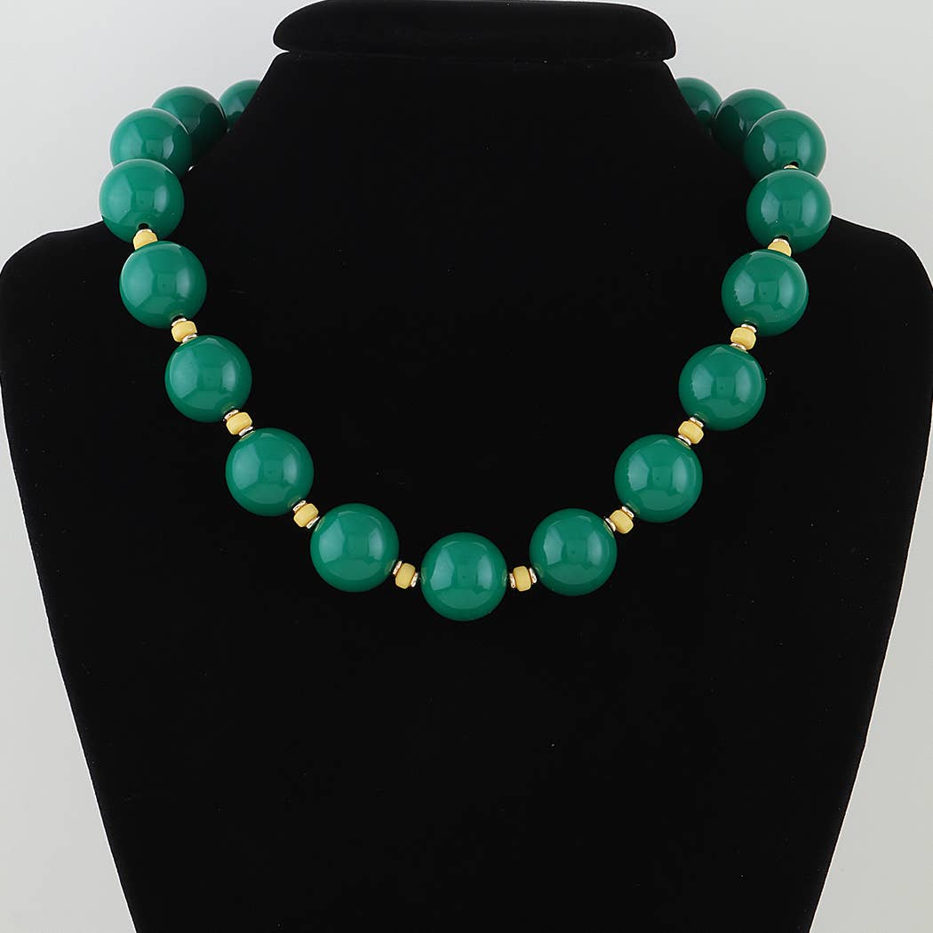 Green Abstract Beaded Statement Necklace